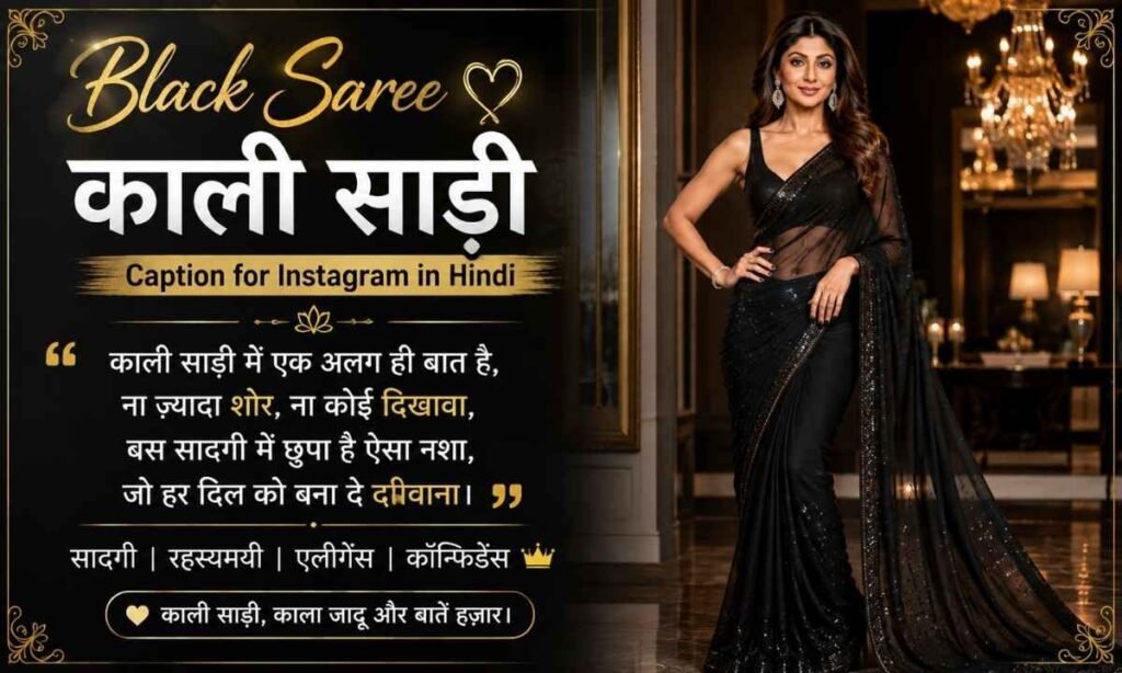 Black Saree Caption for Instagram in Hindi