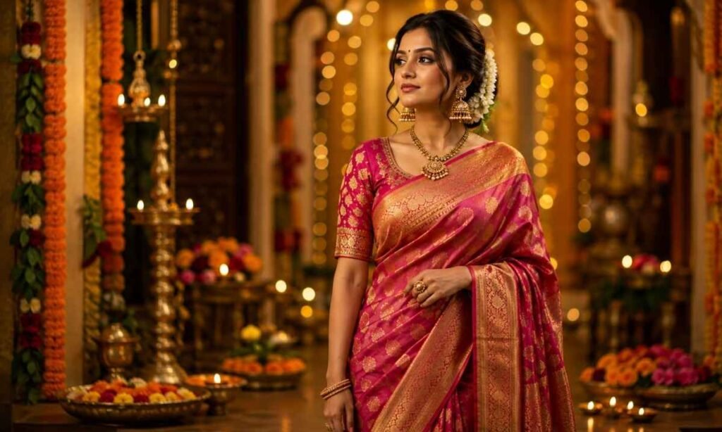 Festive Saree Caption for Instagram in Hindi