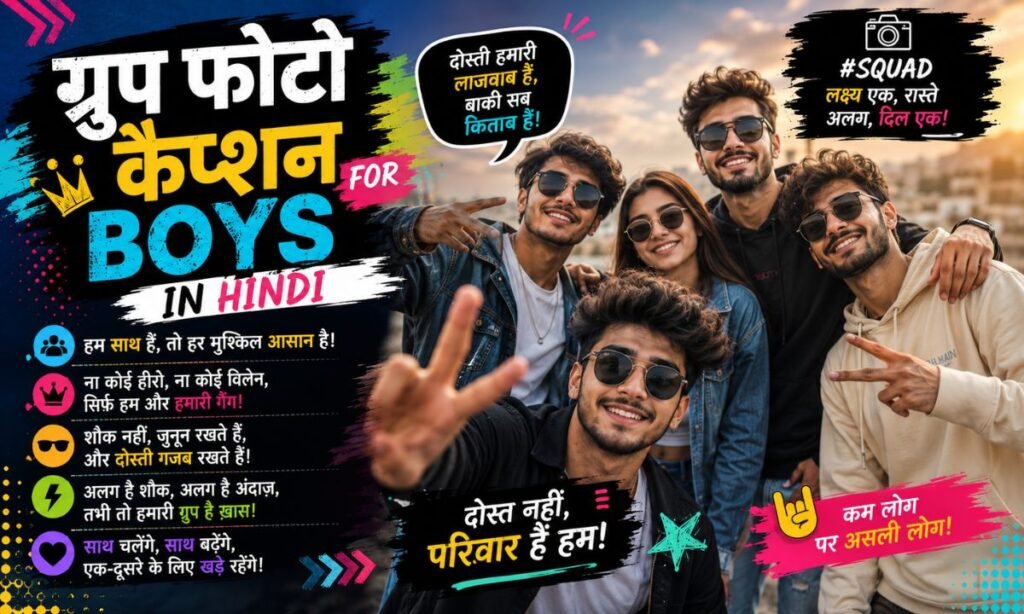 Group Photo Captions for Boys in Hindi
