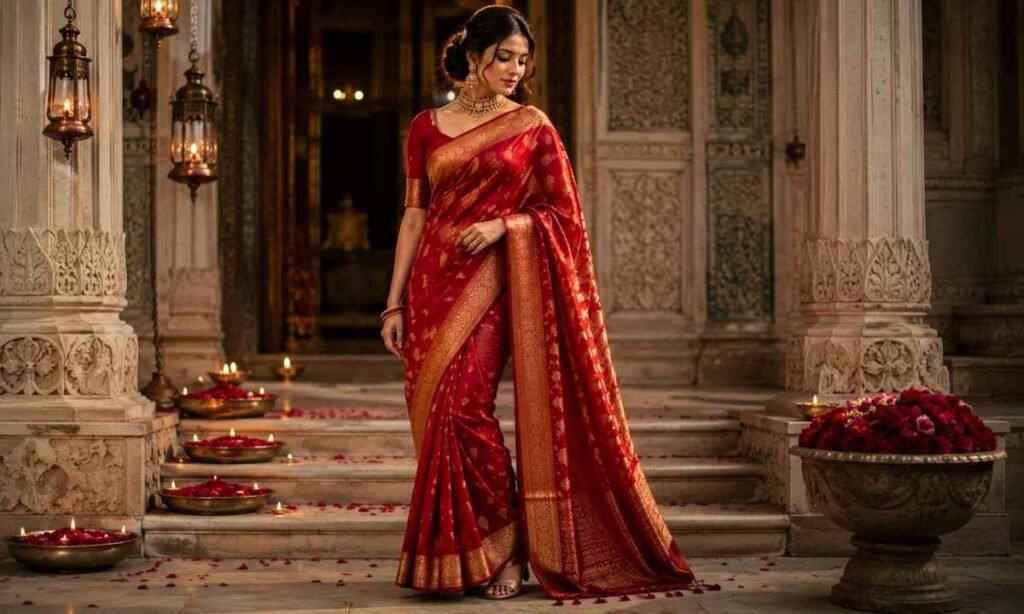 Red Saree Caption for Instagram in Hindi