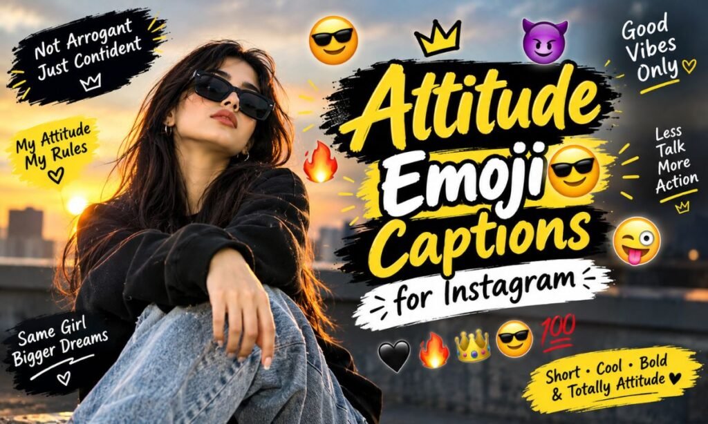 😎 Attitude Emoji Captions for Instagram